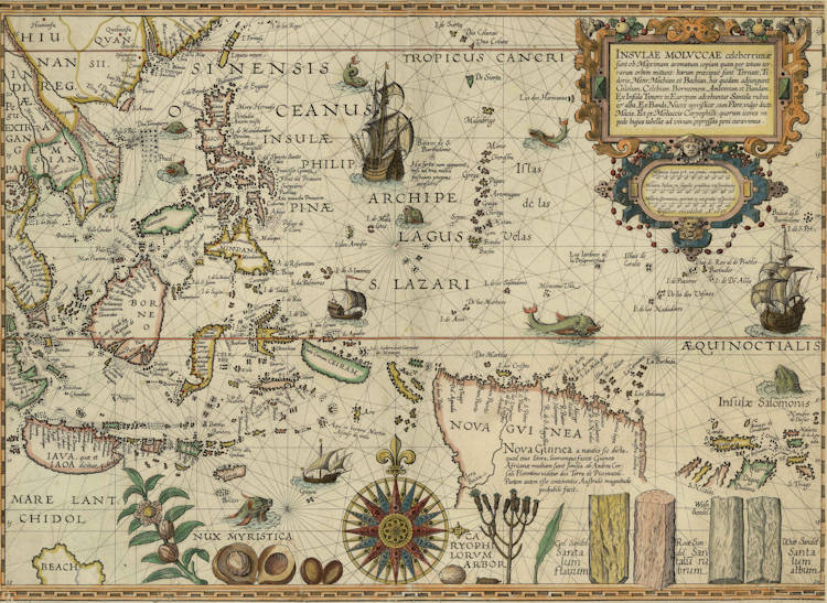 Antique map of the Spice Islands by Plancius