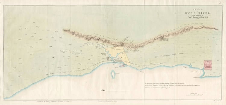 Antique map of Western Australia by Stirling