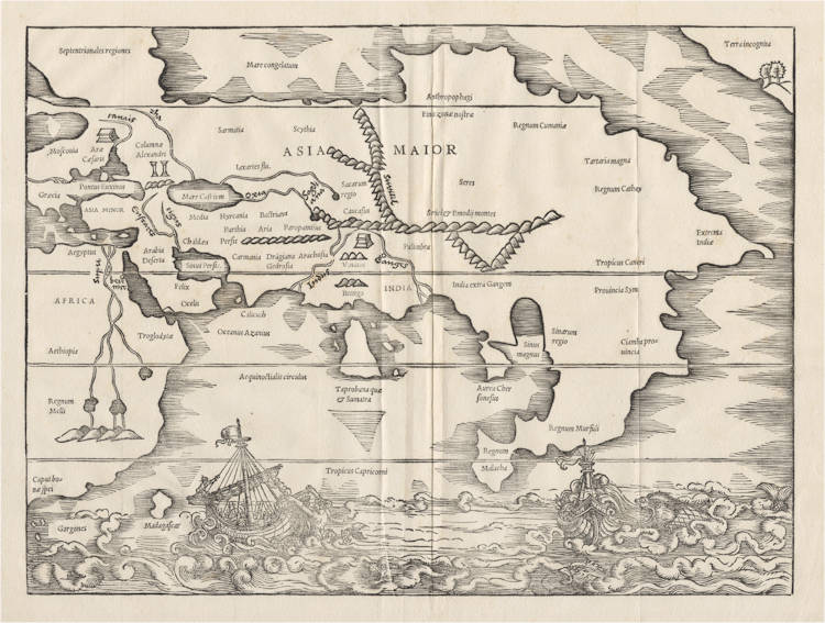 Antique map of Asia and the Indian Ocean by Solinus / Münster