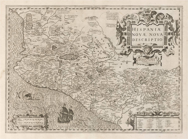 Antique map of Mexico by Hondius