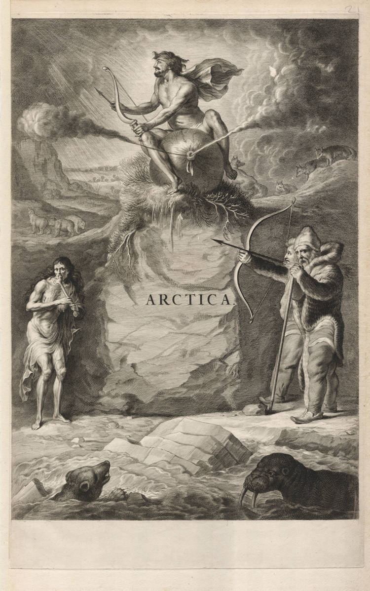 Antique map of the Allegory of Arctica by Joan Blaeu