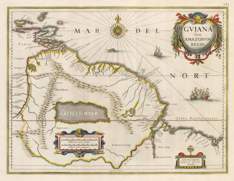 Antique map of Guyana by Blaeu
