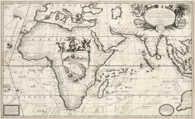 Antique map of Eastern Hemisphere by Coronelli