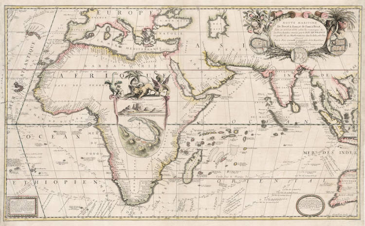 Antique map of Eastern Hemisphere by Coronelli