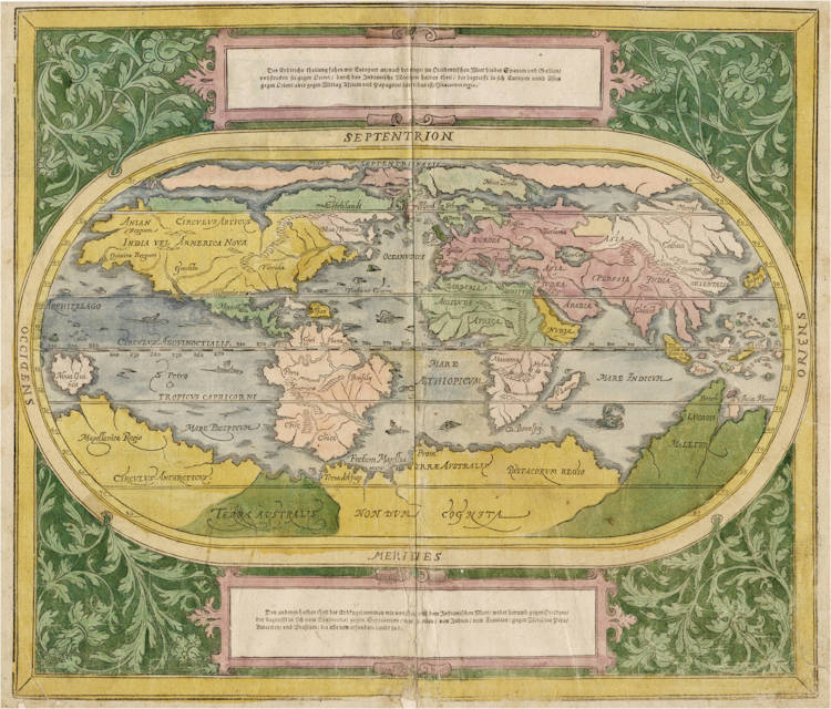 Antique map of the World by Münster